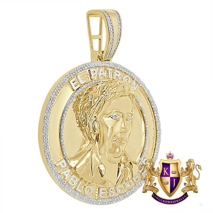 Men's Real Genuine Authentic Diamond 29 + Grams EL Patron Pablo Escobar Custom Pendent Charm Medallion 2.25''