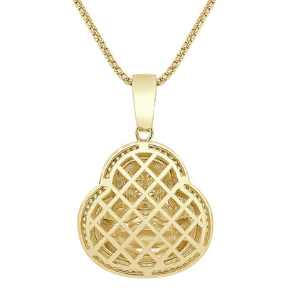 26 + Grams Real Italian Sterling Silver 14K Gold Over Siddhartha Laughing Buddha Men's Pendent Simulated Diamond Buddhist Religious Charm 2"