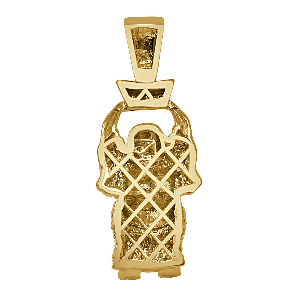 100% Real Genuine Authentic Diamond 0.40 Ct. 10K Gold Over Siddhartha Gautama Buddha Pendant Buddhism Religious Charm Chain Neckless Set 2''