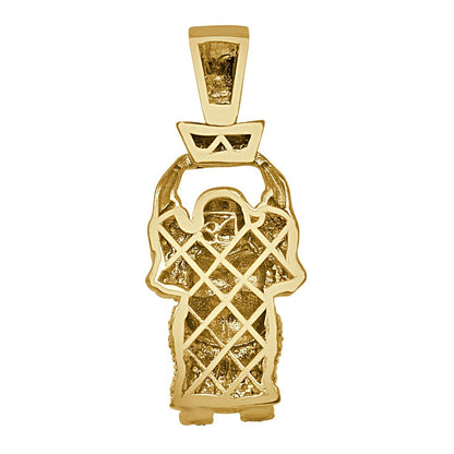 100% Real Genuine Authentic Diamond 0.40 Ct. 10K Gold Over Siddhartha Gautama Buddha Pendant Buddhism Religious Charm Chain Neckless Set 2''