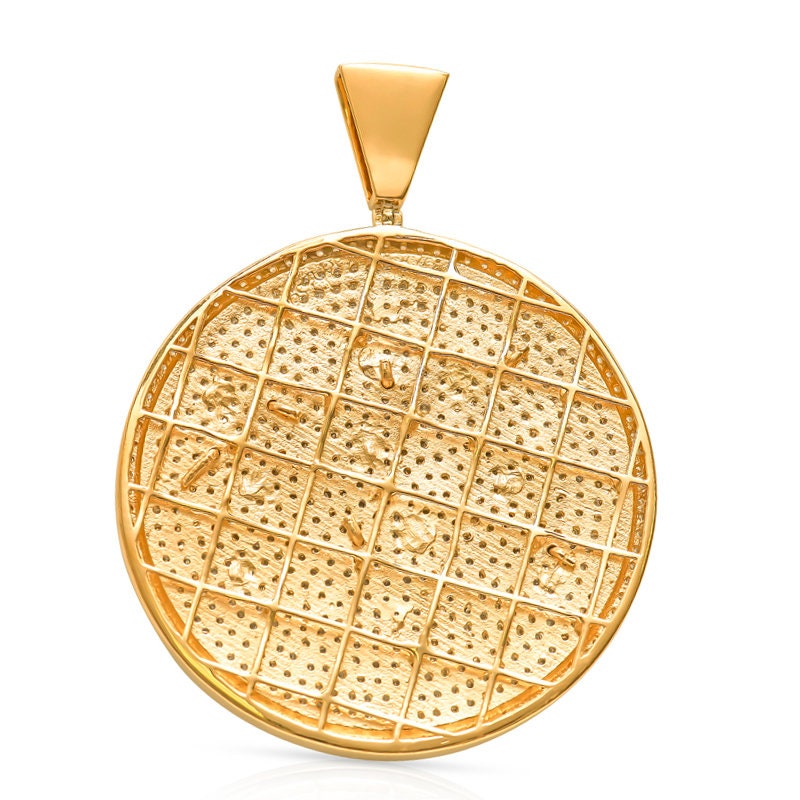 41 + Grams Men's Big XL 3'' Real Sterling Silver 14k Gold Over Buddha Religious Pendant Simulated Diamond Custom Medallion Charm