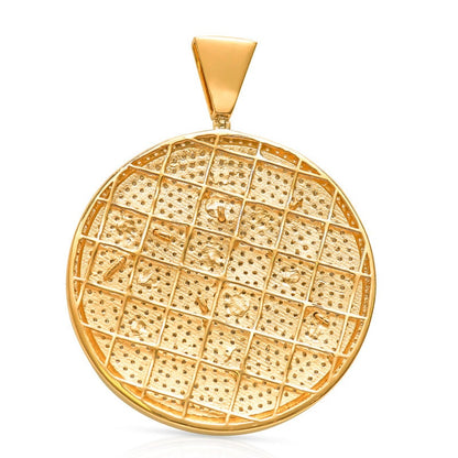 41 + Grams Men's Big XL 3'' Real Sterling Silver 14k Gold Over Buddha Religious Pendant Simulated Diamond Custom Medallion Charm