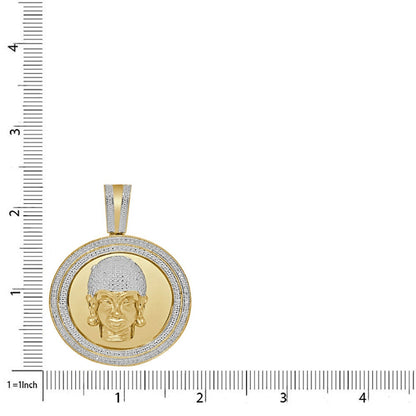 Real Genuine Authentic Diamond 0.40 Cwt. Gautama Buddha Head Pendant 10K Gold On Meditation Buddhism Unisex Religious Charm Medallion 2.25''