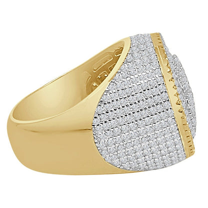 22 + Grams Real Genuine Sterling Silver 2K Baby Baguette 4.70ct Simulated Diamond 14K Gold Over Men's Custom Ring Band Big XL 20mm