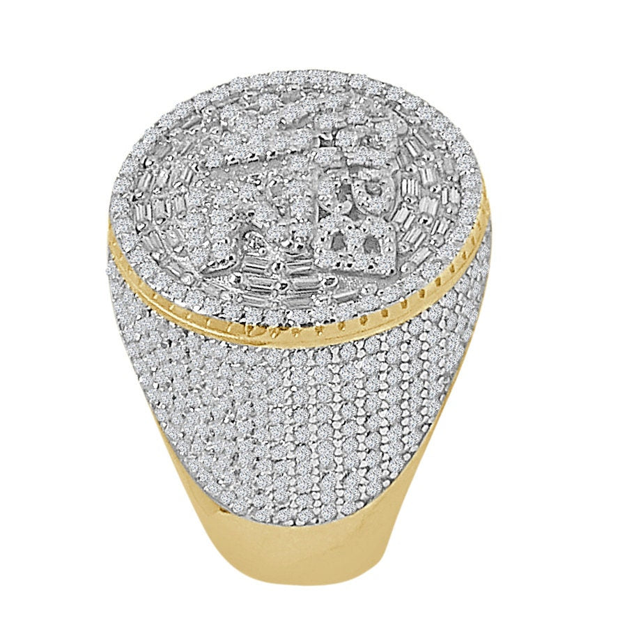 22 + Grams Real Genuine Sterling Silver 2K Baby Baguette 4.70ct Simulated Diamond 14K Gold Over Men's Custom Ring Band Big XL 20mm