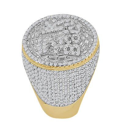 22 + Grams Real Genuine Sterling Silver 2K Baby Baguette 4.70ct Simulated Diamond 14K Gold Over Men's Custom Ring Band Big XL 20mm