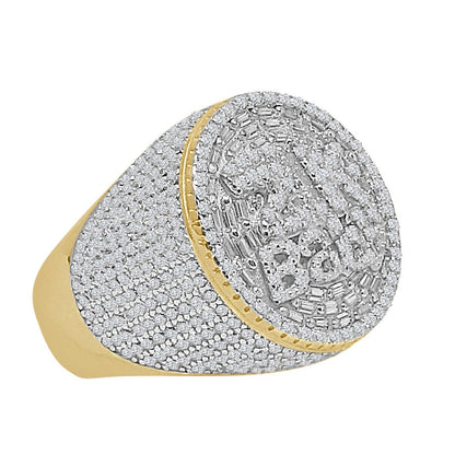 22 + Grams Real Genuine Sterling Silver 2K Baby Baguette 4.70ct Simulated Diamond 14K Gold Over Men's Custom Ring Band Big XL 20mm