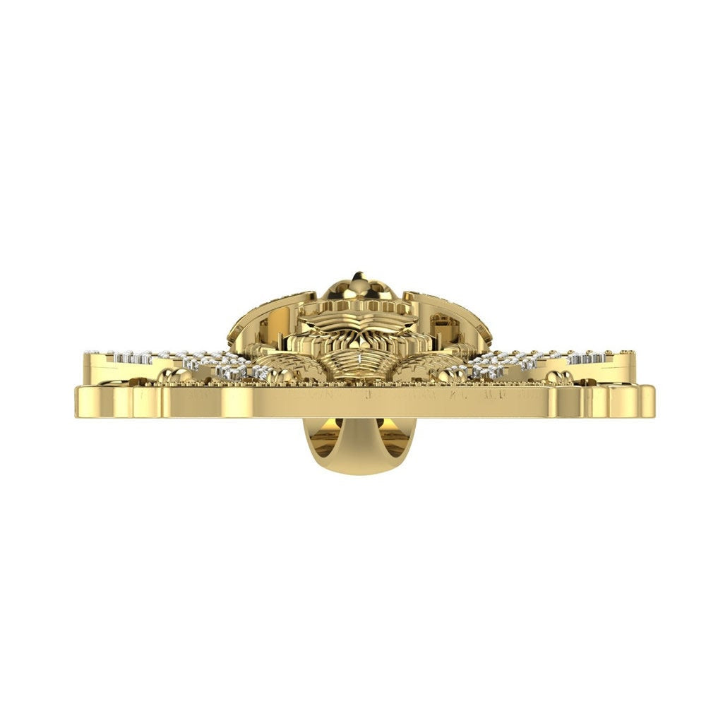 26+ Grams Genuine Real Diamond Exclusive Custom Piece Egyptian King Tut Skull Pharaoh Mummy Scarab Beetle Charm 10K Gold Over Pendent 2.75''