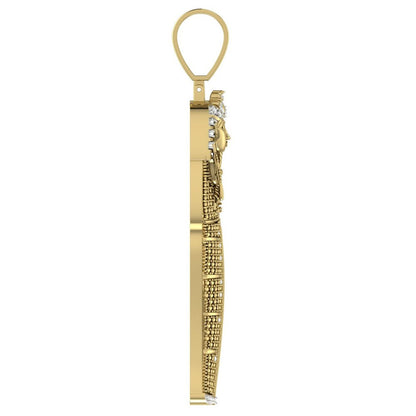 Big 3'' Real Genuine Authntic Diamond 0.50 Cwt. Egyptian King Tut Pharaoh Mummy Charm 10K Gold Over Exclusive Custom Pendent
