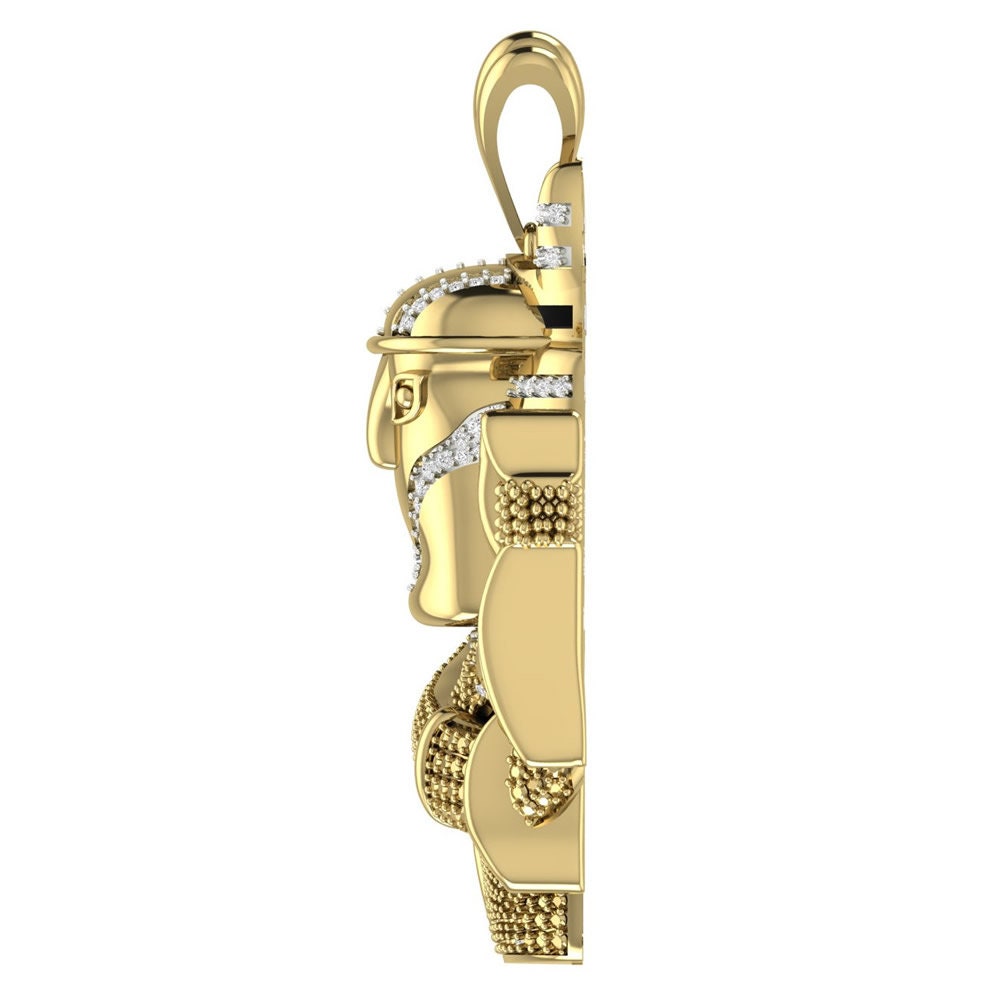 41+ Grams Real Genuine Natural Diamond Egyptian God Of Death Anubis Pharaoh Mummy Charm 10K Gold Over Mens Exclusive Custom Pendent Xl 2.5''