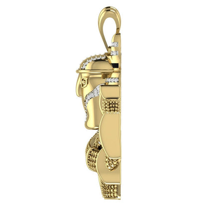 41+ Grams Real Genuine Natural Diamond Egyptian God Of Death Anubis Pharaoh Mummy Charm 10K Gold Over Mens Exclusive Custom Pendent Xl 2.5''