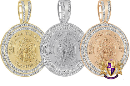 Real Genuine Authentic Diamond 0.40 Cwt. 21 + Grams Saint John The Baptist Charm 10K Gold On Jesus Custom Religious Pendent Medallion 2.55''