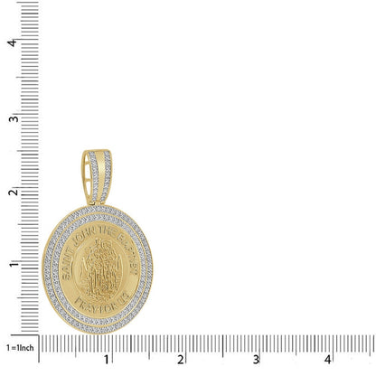 Real Genuine Authentic Diamond 0.40 Cwt. 21 + Grams Saint John The Baptist Charm 10K Gold On Jesus Custom Religious Pendent Medallion 2.55''
