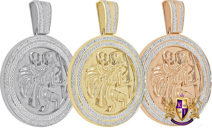 Real Genuine Authentic Diamond 0.40 Cwt. 21 + Grams Saint Christopher Charm Round Medallion 10K Gold Finish Religious Unisex Pendant  2.25''