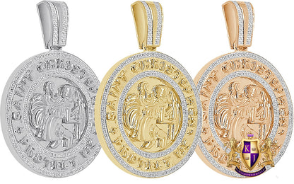 Real Genuine Authentic Diamond 0.40 Cwt. 20 + Grams Saint Christopher Religious Round Pendant Jesus Charm 10K Gold Over Medallion 2.25''