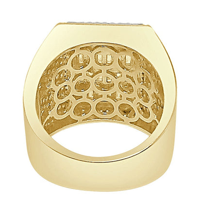 Big Bold 14K Yellow Gold Over Baguette/Round Cut Simulated Diamond Cube Shape XL Ring Band 14 + Grams