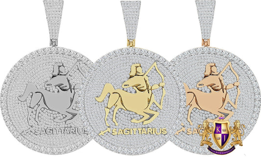 48+ Grams Big XL 3" Men's Zodiac Sign Sagittarius Archer Astrology Horoscope Medallion 14K Gold Over Diamond Custom Pendent Good Luck Charm
