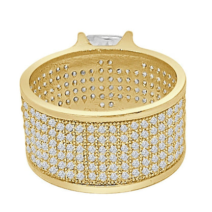 Ladies Women's 14K Gold Over 2.00 Cwt. Round Cut Solitaire Simulated Diamond Wedding Engagement Bridal Ring Band