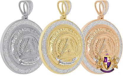 22 + Grams Real Genuine Diamond Masonic Annuit Coeptis Novus Ordo Illuminati Evil Eye Pendent Charm Medallion Big 2.25''
