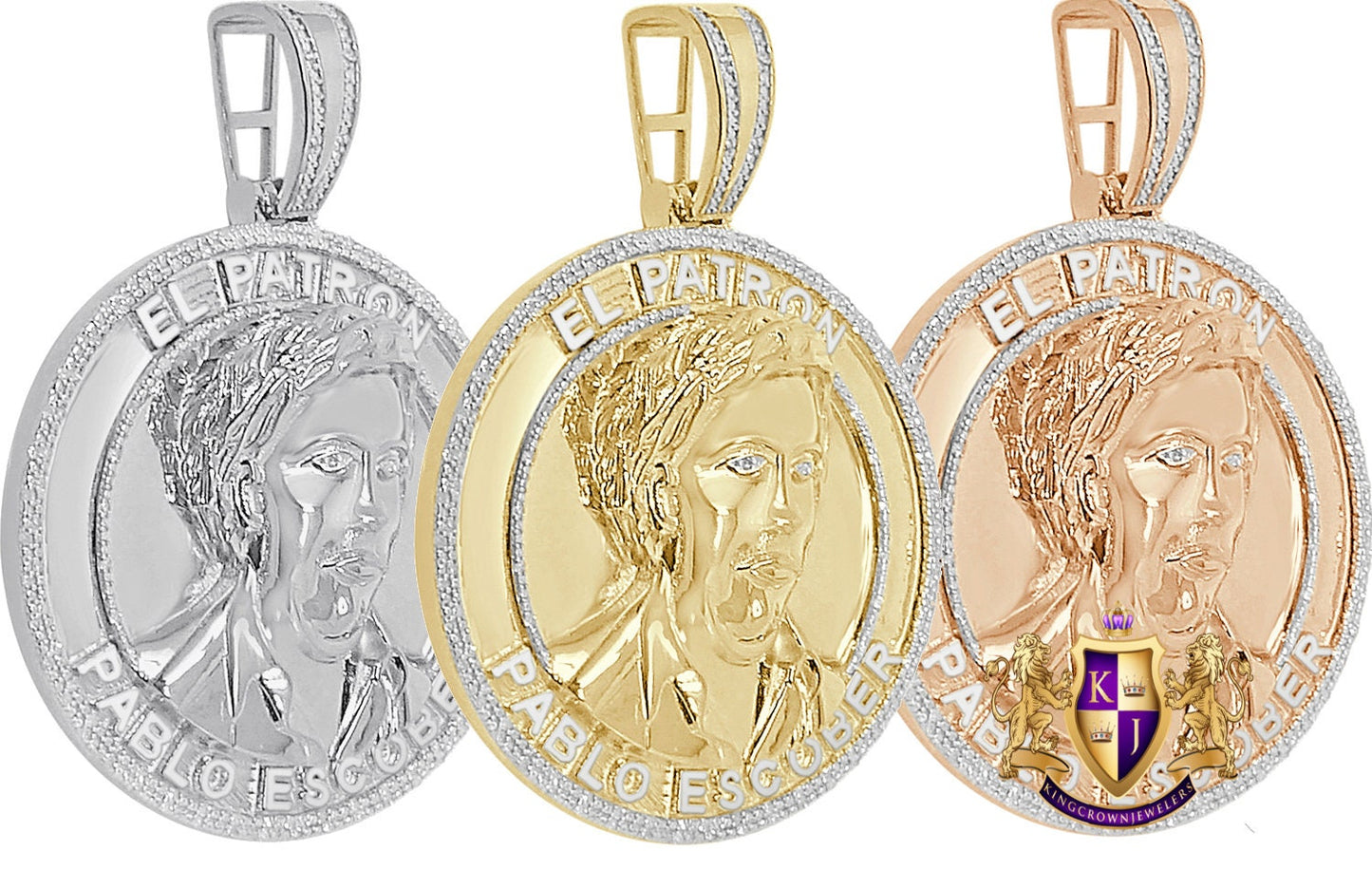 Men's Real Genuine Authentic Diamond 29 + Grams EL Patron Pablo Escobar Custom Pendent Charm Medallion 2.25''