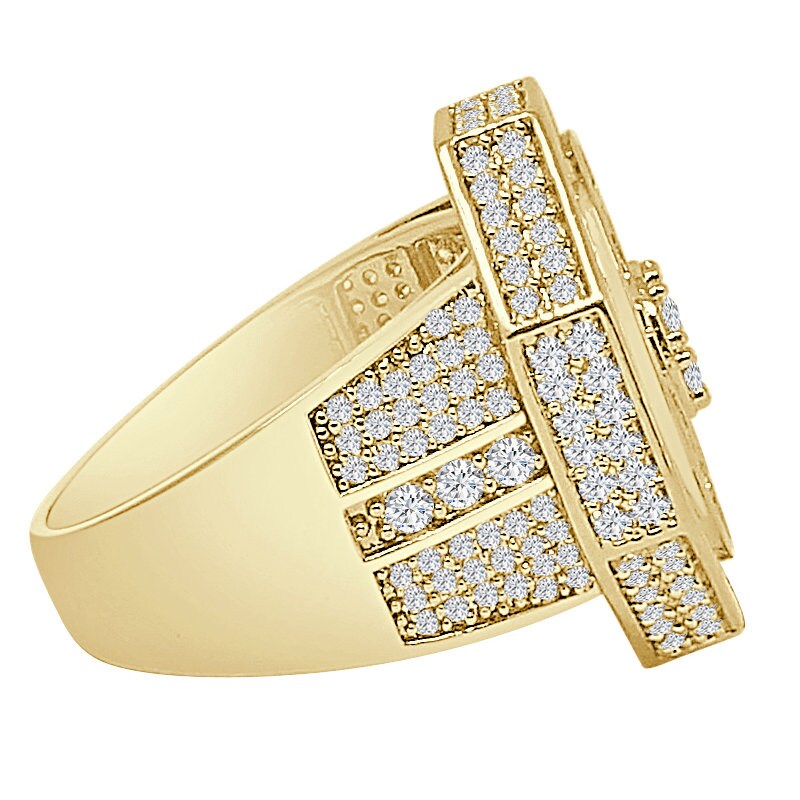 Big Bold 24mm 14K Yellow Gold Over 4.00 Cwt. Baguette/Round Cut Simulated Diamond Men's Ring Band
