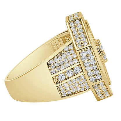 Big Bold 24mm 14K Yellow Gold Over 4.00 Cwt. Baguette/Round Cut Simulated Diamond Men's Ring Band