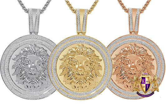 26 + Grams Men's Real Genuine Diamond 0.40 Cwt. Lion Head Pendent 10K Gold Finish Round Charm Medallion 2.25''