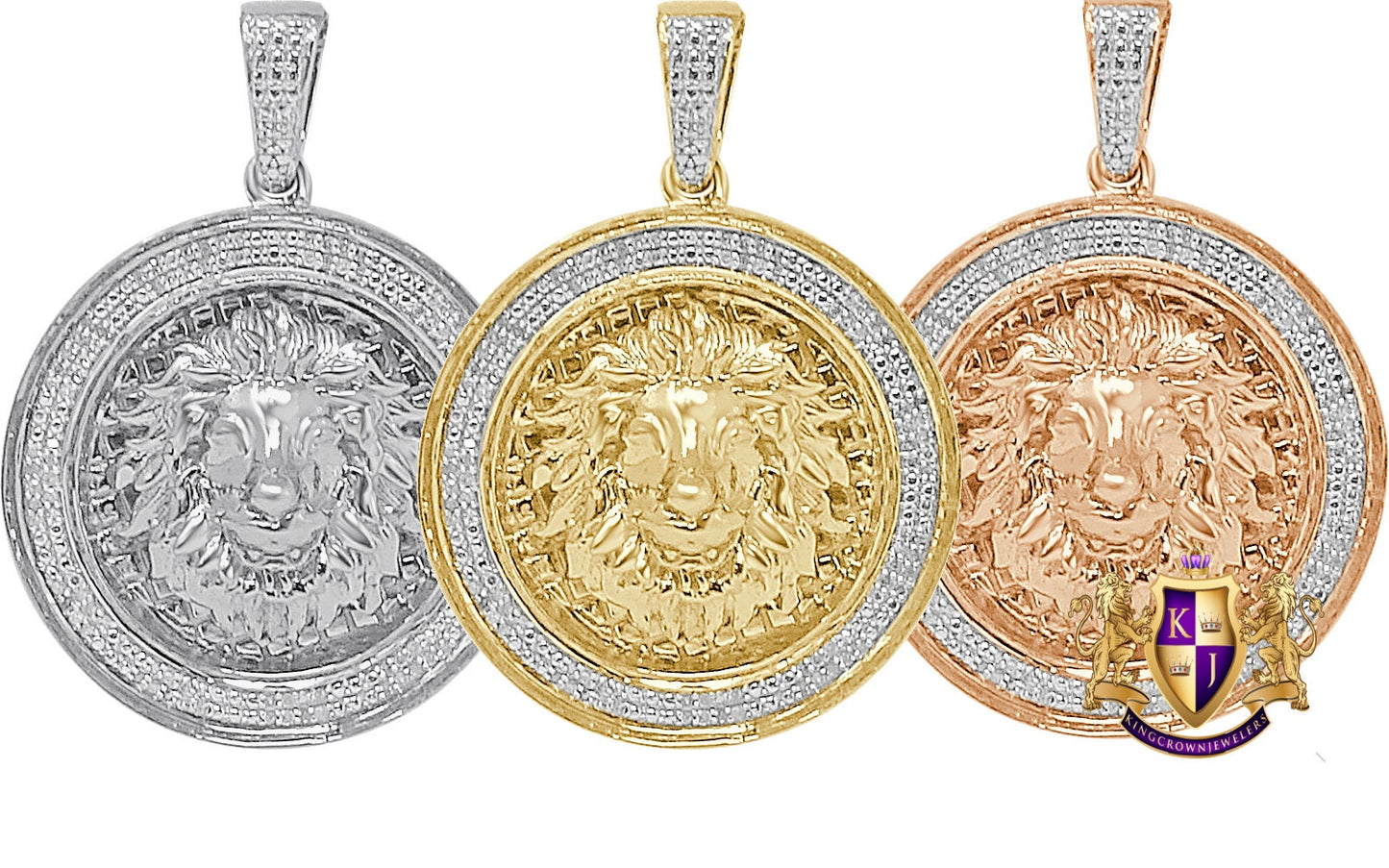 Men's Real Genuine Authentic Diamond 0.40 Cwt. 14+ Grams Lion King Head Face Pendant 10K Solid Gold Over Round Charm Medallion 1.75''