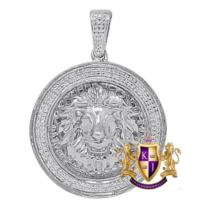 Men's Real Genuine Authentic Diamond 0.40 Cwt. 14+ Grams Lion King Head Face Pendant 10K Solid Gold Over Round Charm Medallion 1.75''