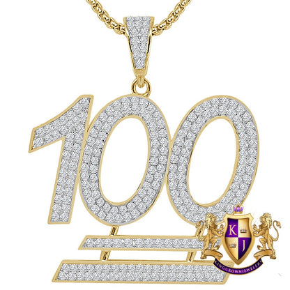 20 + Grams Large Real Sterling Silver 100 Percent Emoji 2.00 Ct Round Cut Simulated Diamond 14K Gold Over Charm Pendant + Free Chain