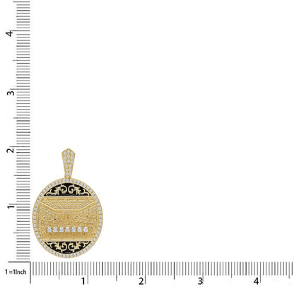 28 + Grams Italian Sterling Silver Simulated Diamond Last Supper Jesus Gospel Apostles Round Charm 10K Gold Over Pendant 2'' Medallion
