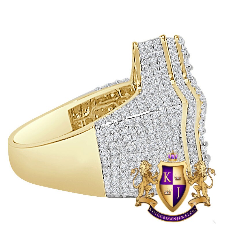 Men's Big Bold 22mm 14K Yellow Gold Over Baguette/Round Cut Simulated Diamond Star Shape Ring Band 13 + Grams