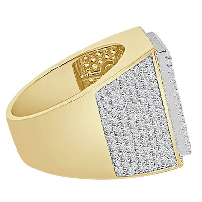 Big Bold 14K Yellow Gold Over Baguette/Round Cut Simulated Diamond Cube Shape XL Ring Band 14 + Grams