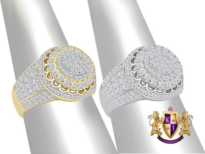 Men's Real Genuine Sterling Silver 14K White Gold Over Simulated Diamond Wedding Engagement Ring Band