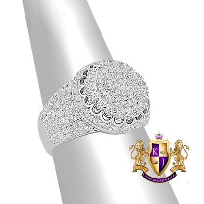 Men's Real Genuine Sterling Silver 14K White Gold Over Simulated Diamond Wedding Engagement Ring Band