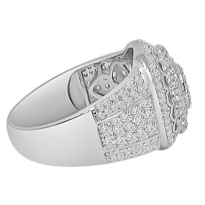Men's Real Genuine Sterling Silver 14K White Gold Over Simulated Diamond Wedding Engagement Ring Band