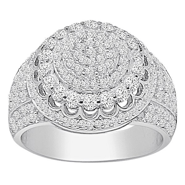 Men's Real Genuine Sterling Silver 14K White Gold Over Simulated Diamond Wedding Engagement Ring Band