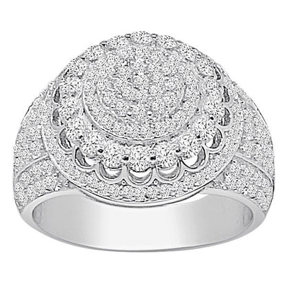 Men's Real Genuine Sterling Silver 14K White Gold Over Simulated Diamond Wedding Engagement Ring Band