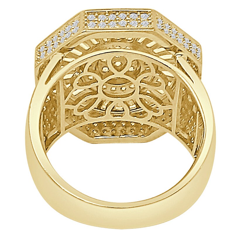 Big Bold 24mm 14K Yellow Gold Over 4.00 Cwt. Baguette/Round Cut Simulated Diamond Men's Ring Band