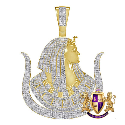 Real Genuine Diamond 32+ Grams Custom Piece Daughters of Isis Masonic Shriners Mason Prince Hall Charm 10K Solid Gold Over Pendent Big 2.5''