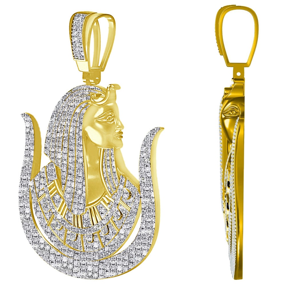 Real Genuine Diamond 32+ Grams Custom Piece Daughters of Isis Masonic Shriners Mason Prince Hall Charm 10K Solid Gold Over Pendent Big 2.5''
