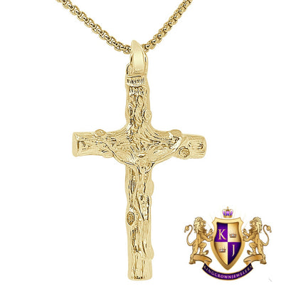 14+ Grams Real Genuine Sterling Silver Jesus Crucifix Cross Pendent 14K Gold Over Charm 2.25''