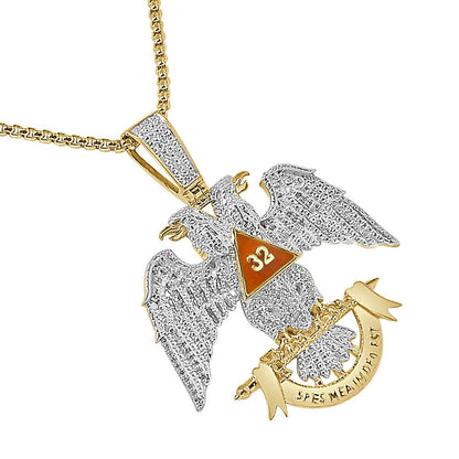 Real Genuine Authentic Diamond 24+ Grams Scottish Rite 32nd Degree Masonic Eagle Freemason Pendent Charm 2.10''