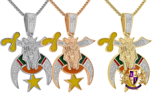 Real Genuine Diamond 22+ Grams Prince Hall Shrine Freemasonry Masonic Freemason Shriners Custom Pendent 10k Gold Over Unisex Charm 2''
