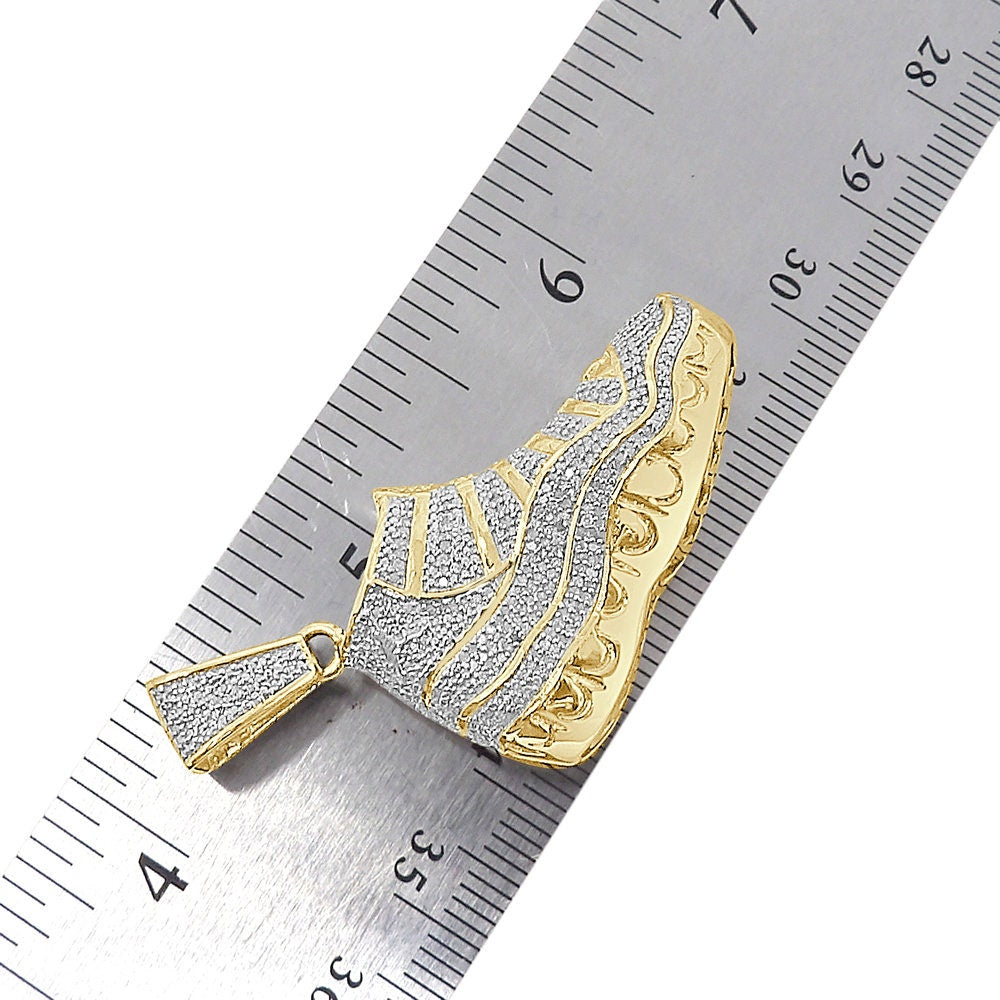 Real Genuine Diamonds 0.40 Cwt. 20+ Grams  Designer Shoe Sneaker Men's Custom Pendent 10K Gold Over Charm 1.75