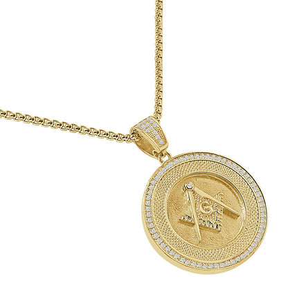 Real Genuine Sterling Silver 20+ Grams 14K Gold Over Simulated Diamond G Compass Masonic Freemason Pendent Charm