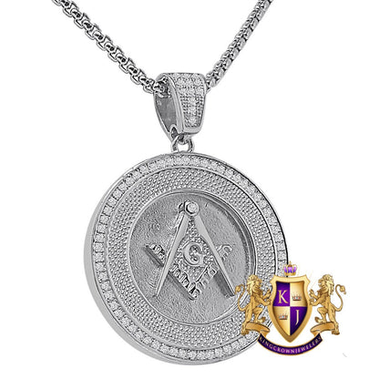 Real Genuine Sterling Silver 20+ Grams 14K Gold Over Simulated Diamond G Compass Masonic Freemason Pendent Charm
