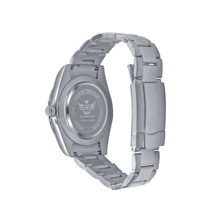 Solid Stainless Steel Blue Sapphire Dial Face Fully AUTOMATIC 18K White Gold Tone Simulated Diamond 40mm Men's Luxury Watch W/Date Function
