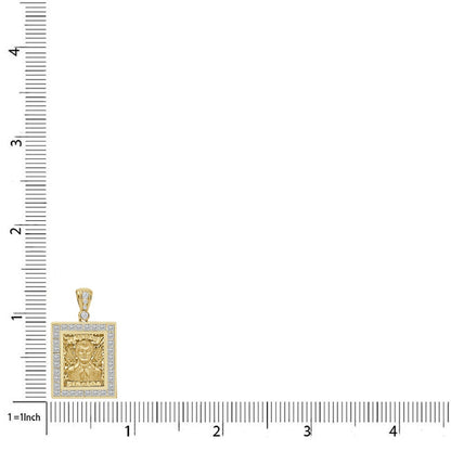 100% Real 10K Solid Yellow Gold Jesús Malverde Sinaloa Narco-Saint Square Frame Pendent Charm Small 1.25'' + Free Chain