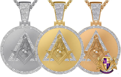 Real Diamond 0.60 Ct. All Seeing Providence Eye Masonic G Compass Freemason Illuminati Medallion 10K Gold Over Charm Pendent 35+ Grams 2.50"